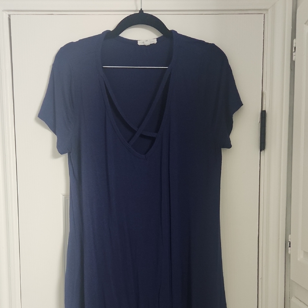 Socialite Vneck Blue Tshirt Dress